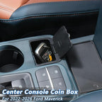 TOPINSTALL Center Console Coin Holder Compatible with 2022-2026 Ford Maverick Accessories, Console Flip-Top Coin Storage Box, Maverick Console Organizer ABS Plastic Insert Accessories