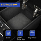 Upgrade Center Console Organizer with Cup Holder& Phone Holder for Car & Van & Truck Floor Cab Back Bench Seat Armrest Middle Storage Box - Black