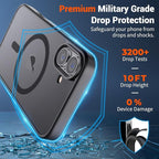 SUPFINE Magnetic for iPhone 16 Plus Case (Compatible with MagSafe) (Military Grade Drop Protection) Translucent Matte Shockproof with Anti-Fingerprint Phone Cover,Black
