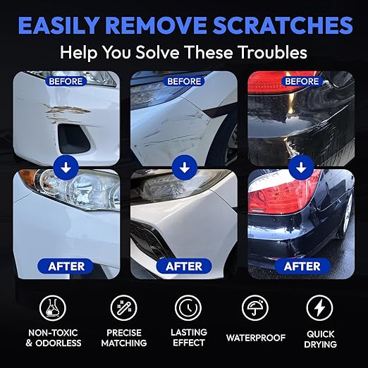 2026 New Upgraded Car Scratch Remover, Scratch and Swirl Remover for Vehicles Blemishes, Non-Toxic Car Paint Scratch Repair, Polishing & Waxing Kits with Buffer Pad, Microfiber Towel (1)
