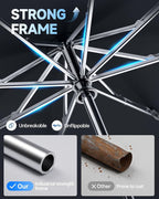 Windproof Travel Umbrella for Rain, Withstand 85MPH Winds, 54 Inch Automatic Reverse Fold Umbrellas Easy Auto Open Close, Portable Compact Umbrella Includes Cover Bag, Perfect for Travel, Car, Commute, Women Men, Backpack