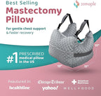 Zomaple Mastectomy Recovery Pillow with Strap, Swirly Gel Pack, Seat Belt Cover & Shower Lanyard – Post-Op Essentials, Breast Augmentation/Reduction & Recovery Supplies – Washable Cover for Comfort