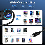 Type C Fast Car Charger for Samsung Galaxy A17/A16/A15/A14/5G/S26/S25/A56/A35/A55/A54/A13/S24 FE/S24/S23 Ultra/A53, iPhone 17e 16e, 3.4A Fast Charging Android Phone Car Charger Adapter 3FT USB C Cable