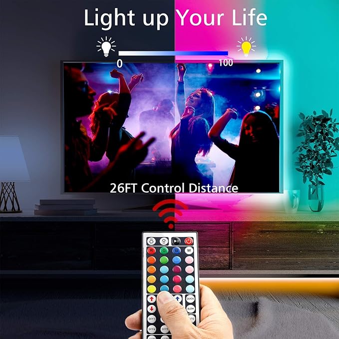 dalattin LED Strip Lights 200ft Lights Strip for Bedroom, Desk, Indoor Room Bedroom Brithday Gifts Decor with 44 Keys Remote and 24V Power Supply Color Changing Lights,2 Rolls of 100ft