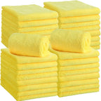 Shimeyao 30 Pcs Edgeless Microfiber Plush Towels for Cars Detailing Drying Wash Polishing Absorbent Cleaning Cloths, 500 GSM (16 x 16 Inch,Yellow)
