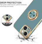 VENINGO iPhone 14 Case,Phone Cases for iPhone 14,Slim Fit Soft 360° Ring Holder Kickstand Magnetic Car Mount Supported Easy Clean Shockproof Protective Cover for Apple iPhone 14 6.1", Blue Grey/Golden