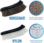 Upholstery Brush Set, Carpet and Car Cleaning Brushes, Horsehair Detailing Brush for Upholstery Cleaner, Leather, Interior, Boat, Couch, and Sofa Cleaning