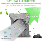 NIYIKOW Charcoal Bags Odor Absorber (Large, 4Pack x 200g), Nature Fresh Bamboo Charcoal Air Purifying Bags, Activated Charcoal Odor Absorber for Home, Car, Closet, Pets, Basement Odor Eliminator -Grey