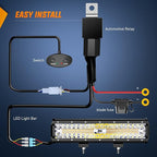 Nilight 12Inch 300W LED Light Bar Spot Flood Amber White Strobe 6 Modes with Memory Function Off-Road Truck Car ATV SUV Cabin Boat with 16AWG Wiring Harness Kit-1 Lead