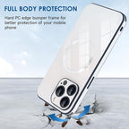 Guppy Compatible with iPhone 16 Pro Case Magnetic, with Full Camera Lens Protector [Compatible with MagSafe] Scratch Resistant Gradient Glass Back Cover Phone Case-White