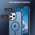 SUPFINE Magnetic for iPhone 12 Pro Max Case (Compatible with MagSafe) (Military Grade Drop Protection) Translucent Matte Shockproof Phone Cover,Deep Blue