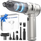 Portable Cordless Car Vacuum Cleaner, 21000Pa Handheld Vacuum with 3 Suction Modes, Type-C Fast Charging, Mini Vacuum for Home, Office, Desk, Keyboard – Bright Silver