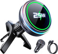avedio links Qi2.2 25W Wireless Car Charger Magnetic Phone Holder Mount for Magsafe with Cooler for Air Vent, Wireless Fast Charger 25W for iPhone 16-17 Series with iOS 26,15W for iPhone 12-15 (Grey)