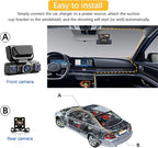 Nexvo Quadguard 360 Pro Dash Cam, 4k 4 Channel Dash Cam, 360° Dash Cam Front and Rear View 4 Channel Dash Camera, Built-in GPS, 8 Ir Night Vision, G-Sensor, 24h Parking Mode (X145-WIFI24H)