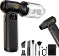 Compressed Air Duster, Super Power Turbo Air Blower with Vacuum Function, Cordless 2-in-1 Cleaning Tool, 8000mAh Battery, LED Light for PC Keyboard Car Cleaning (Black)