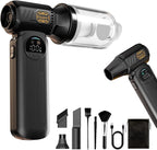 Compressed Air Duster, Super Power Turbo Air Blower with Vacuum Function, Cordless 2-in-1 Cleaning Tool, 8000mAh Battery, LED Light for PC Keyboard Car Cleaning (Black)