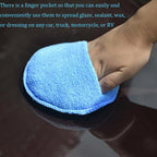 AutoCare Microfiber Wax Applicator, Ultra-Soft Pads with Finger Pocket for Cars, Foam Sponge (Blue, 5" Diameter, Pack of 10)