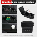 Car Armrest Storage Box Compatible with Nissan Almera Versa 2012-2019 Double Layer with 6 Ports and Cup Holder Car Interior Accessories Red Thread