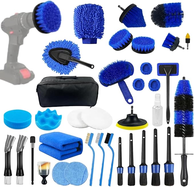 Auto Detailing Brush Kit, 36 Pieces, PP Multipurpose Soft Cleaning Tool Set with Scratch-Free Brushes for Interior, Exterior, Wheels, Dashboard, Seats