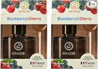 Bullsone Grasse Diffuser, Natural Car Air Fresheners, Luxury Car Perfume - Black Berry & Cherry Scent (2 Pack)