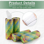 SINGARO Car Tissue Holder, 4 Pack Car Cup Holder Facial Tissues with Travel Tissue Bag, Quick and Convenient Flower Combination Car Tissue Box(4 Canisters/200 Tissues) Yellow - Green