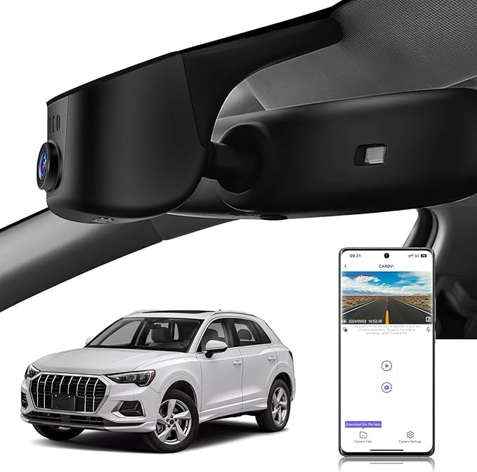 4K Dash Cam fit for Audi 2019 2020 2021 2022 2023 2024 A4 A6 Allroad A3 A5 Q5 S4 S6 Q7 A8 S8 TT A7 S5 Q3 S3 S7 RS3 RS5 RS6 e-tron (Model A), OEM Look, UHD 2160P Video, WiFi & APP, 128GB Card