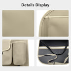 Viaviat Car Seat Organizers Waterproof Backseat Protector with Storage Pocket Large Leather Kick Mats for Kids Pets Automobile SUV Truck (Beige, Large Pocket)