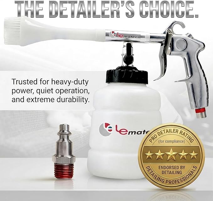 LE LEMATEC Car Foam Cleaning Gun with Brush - High-Pressure Tool for Interior Detailing | Professional Car Wash Equipment for Upholstery, Carpet & Surface Cleaning (LE-WT-0100US)