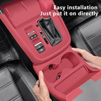 Temmis Center Console Silicone Organizer with Cup Holder for Honda CRV 2023-2026 (Gasoline Version), Full-Wrap Center Consel Electrostatic adsorption Cover for Honda CRV-Red
