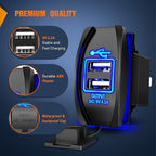 Nilight Dual USB 4.2A Rocker Switch Style 12V/24V Fast Socket Waterproof Quick for Cars Boats Trucks RVs, 2 Years Warranty, Blue