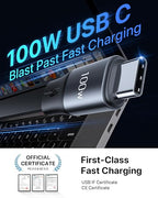CAFELE 100W Retractable USB-C to USB-C 5A Fast Charging 3-in-1 Cable, Features Magnetic Charging and Overheating Protection, 4.3-Foot USB Type-C for Phone, Notebook, Pad, Watch（Gray）