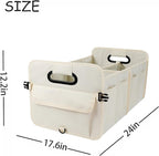 AOKJOY Car Trunk Organizer Car Storage Organizer Collapsible Multi Compartment Car Organizer Adjustable Straps for SUV(Beige)