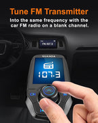 Upgraded Bluetooth 5.3 FM Transmitter for Car, Wireless Radio Adapter Kit W 1.8" Color Display Hands-Free Call AUX in/Out SD/TF Card USB Charger PD 20W for All Smartphones Audio Players - Black