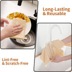 80 Pack Microfiber Cleaning Cloth Roll,Lint Free Rags & Tear Away Reusable Towels Washable Scratch,Ultra Absorbent Dish Rags(12" x 12") for Car Kitchen Home Garage-Apricot Yellow