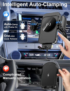 Cup Holder Phone Mount, [Auto Clamping] 2 in 1 Wireless Car Charger Holder Fast Charging, 15W with Quick Extension Long Arm, Fast Swivel Adjustable, 360° Rotatable for iPhone 17/16/15/14/13/12 pro/12