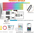 Jushope Interior Car LED Strip Lights, Acrylic LED Lights for Car with Dynamic Dreamcolor Chasing, Ambient Lighting Kits Music Sync Wireless APP and RF Remote Control (8 in 1)