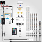 8PCS Motorcycle RGB LED Light Kit with Handlebar Switch Brake Turn Signal, Multicolor Underglow Lights with APP/RF Remote, Neon Strips 12V Waterproof for Sport Bike, Cruiser, Street & Dirt Motorcycle