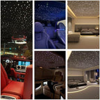 Twinkle Fiber Optic Light,20W Starlight Headliner Kit with APP/RF Remote Music Mode for Car Home Star Ceiling Sky Decoration,3 Hole RGBW LED Light Engine+300pcs 0.03in 9.8ft Optical Fiber Cables