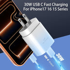 Phone 17 16 15 Charger Fast Charging,30W USB C Phone 17 16 15 Pro Max Charger Block&10FT Long Type C Cable Cord for i.Phone 17/Air/17 Pro/17 Pro Max/16/16 Pro/16 Pro Max/15/15 Pro Max,Blue Gradient