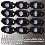 12 Pods Red LED Rock Lights Neon Underglow Light for Car Truck ATV SUV Under Body Glow Light Trail Fender Lighting