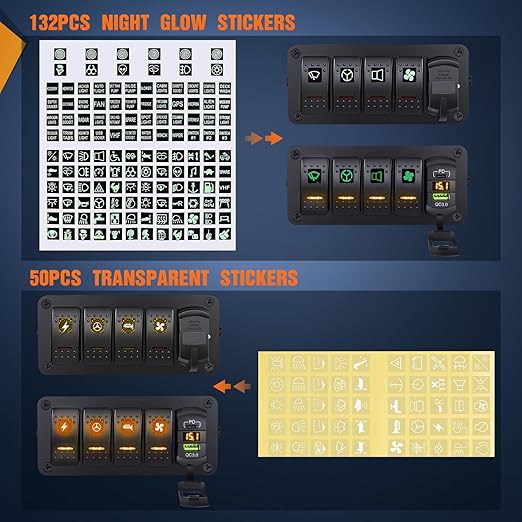 Nilight 4 Gang Rocker Switch Box 12V SPST ON Off Toggle Switches PD Type C and QC 3.0 USB Sockcet Voltmeter Orange LED Light Waterproof Aluminum Mount Bracket Panel DIY Stickers for Boat Car RV Truck