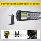 5D 52'' inch Straight LED Light Bar + 4'' inch White/Amber Yellow LED Pods Strobe Light Driving Fog Light Spot Flood Combo Beam Offroad Lighting with Switch Wiring Harness for Truck Pickup ATV