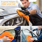 Shimeyao 30 Pcs Edgeless Microfiber Plush Towels for Cars Detailing Drying Wash Polishing Absorbent Cleaning Cloths, 500 GSM (16 x 16 Inch,Orange)
