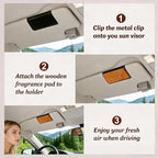 Car Air Freshener, Wood Air Freshener, Car Odor Eliminator for Visor Clip, 4-Pack Variety Scent Refill, Long Lasting - CLIP INCLUDED (Teak-Cabana-Ocean-Black Currant Rose)