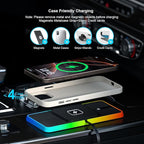Wireless Charger Car Charging Pad,POLMXS 15W Wireless Phone Charger,RGB Cell Phone Cordless Charging Mat Compatible with iPhone 16/15/14/13/12 Galaxy S23 S22 S21 Note10(k1)