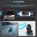 SIXTOP 4K Dash Cam Front and Rear, Built-in GPS & WiFi Dual Dash Camera for Cars 64G Card Included, 4K+1080P 3.16'' IPS Screen, Night Vision, G-Sensor, Loop Recording & 24H Parking Mode Wide Angle
