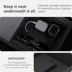 Center Console Organizer Tray for Model Y Juniper 2025 2026 & Model 3 Highland (2024-2026), Double-Layer Sliding Hidden Armrest Storage Box, Tesla Accessories (Matte Black)