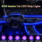 DEHERANE Interior Car LED Strip Lights, RGB 6 in 1 Ambient Lighting Kits with 315 inches Fiber Optic, 16 Million Colors Car Interior Lights with Wireless APP and Remote Control, Sync to Music