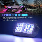 Xprite Jeep Rock Lights 10 Pods Wide Angle Bluetooth RGB LED Rocklights Kit, Multicolor Neon Lighting Footwell Underglow Kits w/Wireless Remote, Compatible Off-Road Trucks Cars UTV ATV SUV RZR