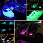 Car LED Strip Light,Uniwit 4 Pieces DC 12V 72 LED Multicolor Car Interior Music Light LED Underdash Lighting Kit with Sound Active Function and Wireless Remote Control Including Car Charger